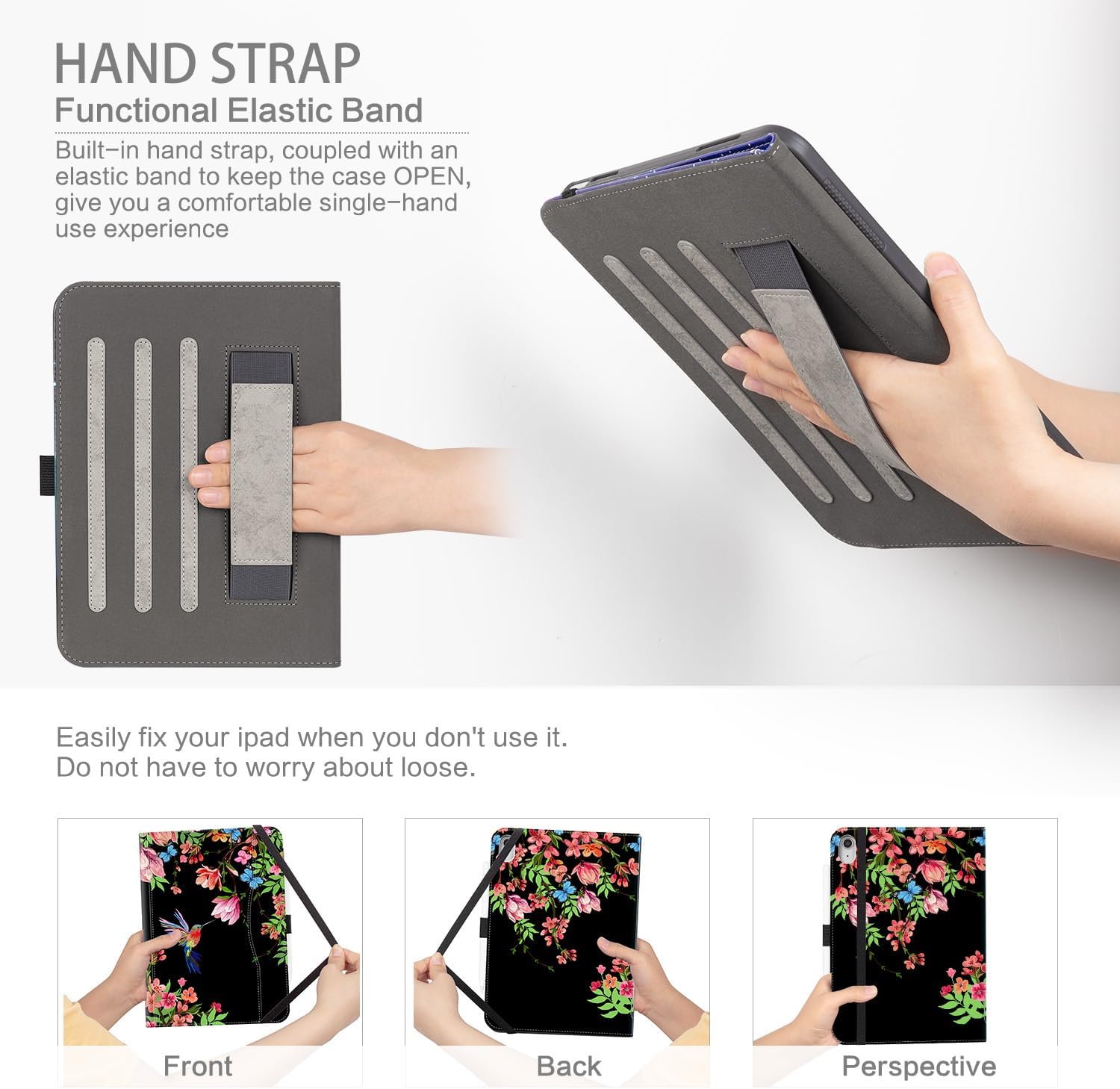 iPad (A16) 11th Generation Case 2025, for iPad 10th Generation Case Men Women Kids Shockproof with Pencil Holder, Multi-Angle Adjustable View Stand with Pocket/Hand Strap/Auto Wake Sleep, Hummingbird