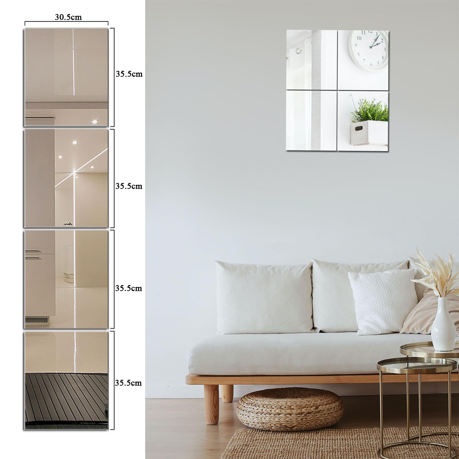 JMITHA Zelfklevende tegelspiegel, wandspiegel, spiegeltegels, zelfklevend, HD-glas, muursticker, plakspiegel voor slaapkamer, badkamer, kamerdecoratie JMITHA Zelfklevende tegelspiegel, wandspiegel, spiegeltegels, zelfklevend, HD-glas, muursticker, plakspiegel voor slaapkamer, badkamer, kamerdecoratie