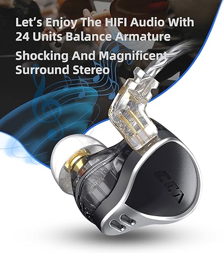 Miniatura 3 de CCA CA24 - Monitores intrauditivos de alta fidelidad de 12 BA de un lado con carcasa de resina de superficie de aleación de zinc, auriculares