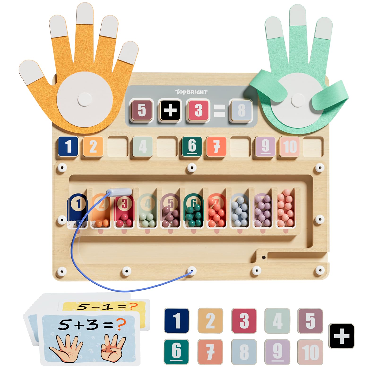 TOP BRIGHT Learning Toys for 2-4 Years - Kids Finger Counting Math Number Blocks, Magnetic Color and Number Maze, Homeschool Supplies for Kid, Montessori Toy for 3 4 5 Year Old Boys Girls