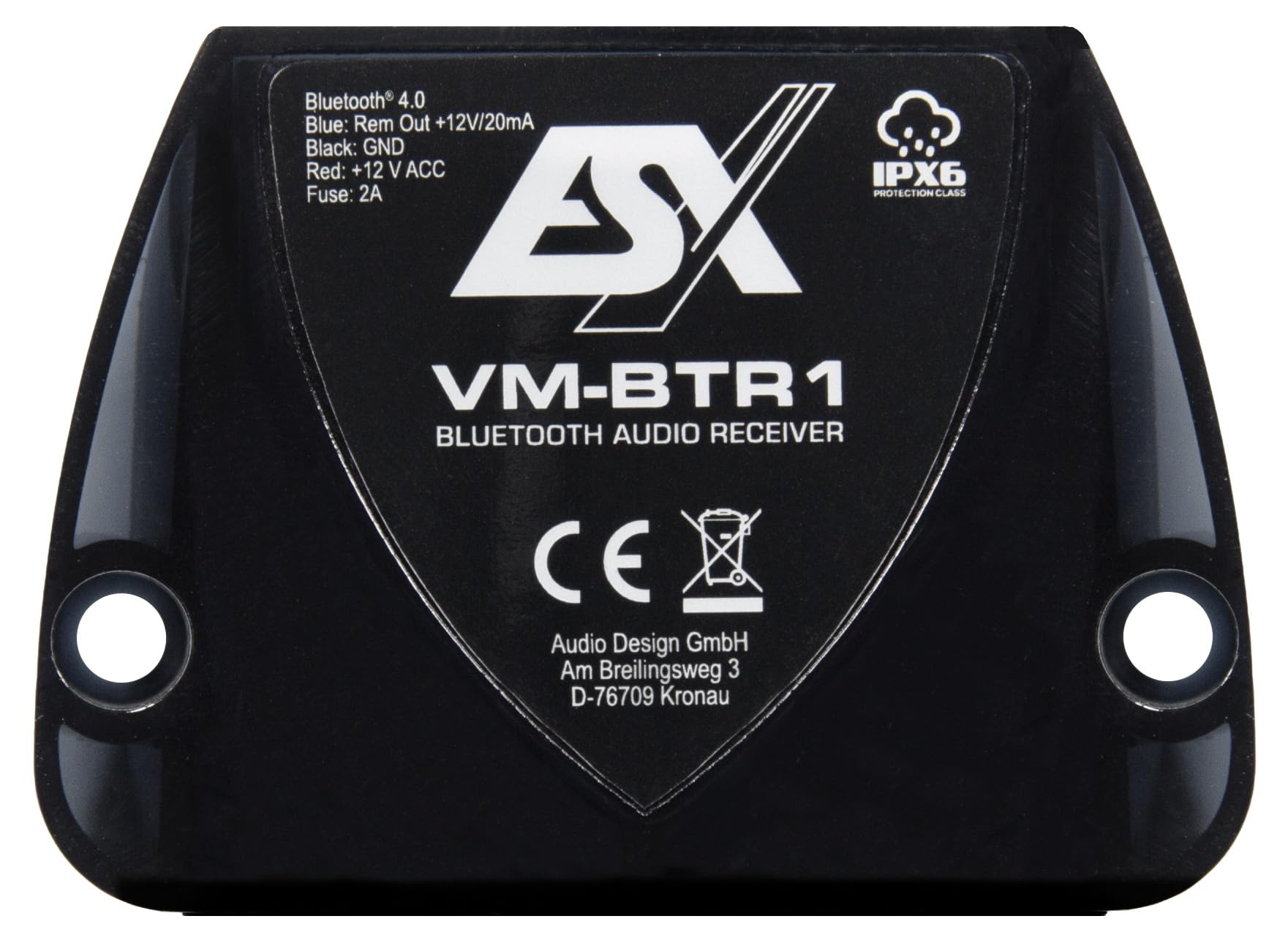 ESX Marine Audio - VM-BTR1 - Marine Bluetooth 4.0 Receiver/Empfänger mit aptX - Schutzklassifizierung IPX6 - passend für Boote/ATV/Motorcycle u.v.m.