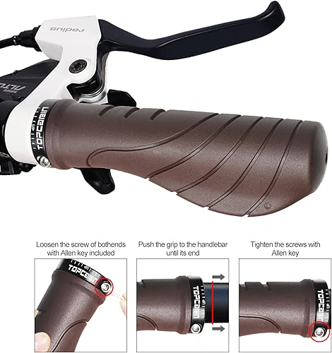 Vista 57 de Empuñaduras de manillar de bicicletas, empuñaduras ergonómicas de aluminio para bicicleta, vibraciones de amortiguación, empuñaduras de manillar