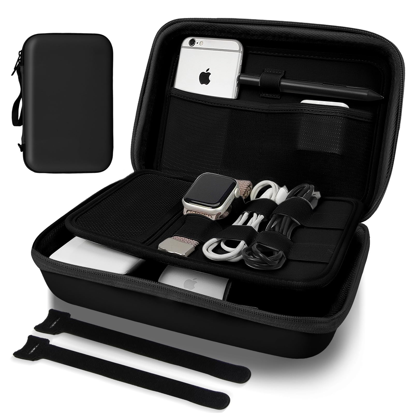 MeloSync Hard Travel Electronic Organizer Case for Power Bank Chargers Cables USB Flash Drive SD Card Electronics & Backpack Organizer Travel Case Small Portable Accessories Bag, Black