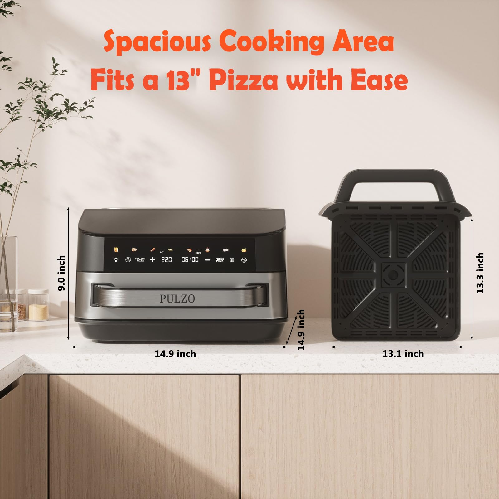 PULZO 7.4 Qt Digital Air Fryer, Large Family 13
