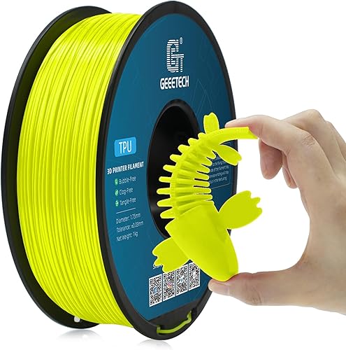 Miniatura 50 de Geeetech Filamento TPU de 1.75mm, Shore 95A – Filamento flexible para impresora 3D con alta elasticidad, carrete de 1KG (2.2lbs), precisión