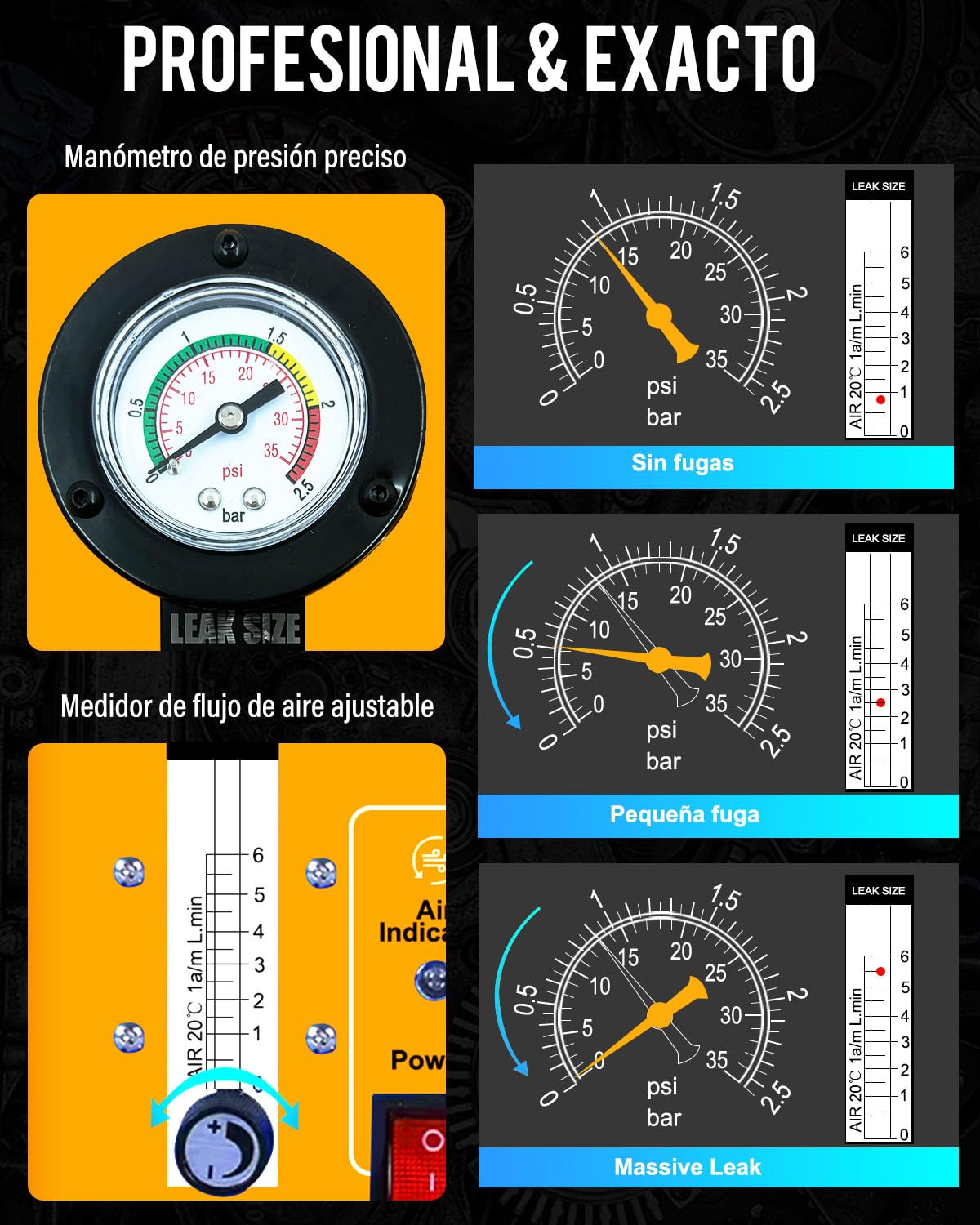 Máquina de Humo Detector 12V, EVAP Detector Fugas Humo, Fugas de Automóviles Detectar para Sistema de EVAP, Sistema de Combustible del Coche (Amarillo)