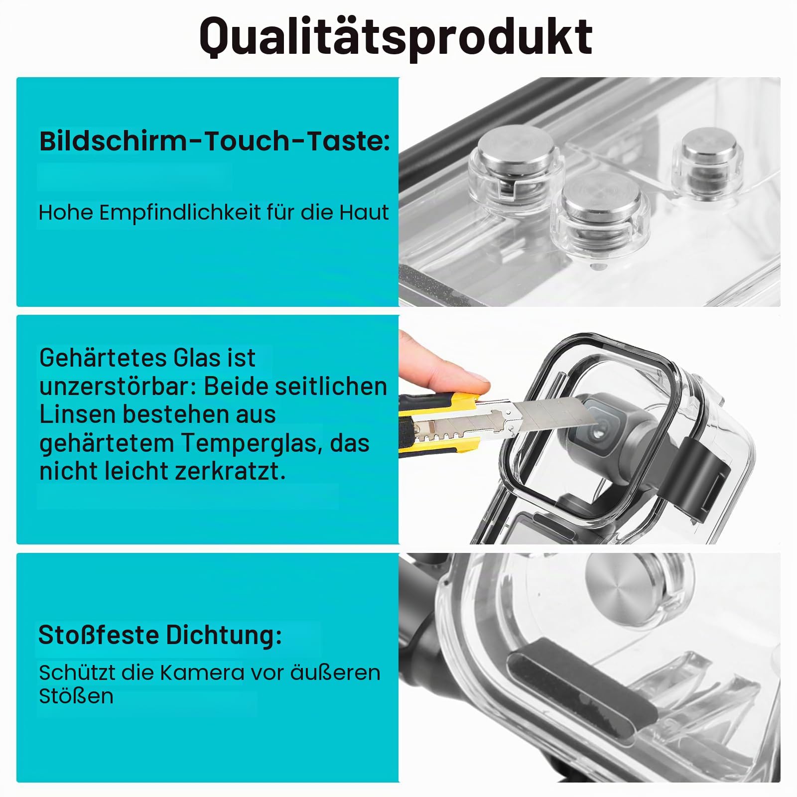 PULUZ 45M/1,47FT Tauchgehäuse für DJI Osmo Pocket 3 Unterwasser-Wasserdichtes Gehäuse für Osmo Pocket 3 Action-Kamera Schutzhülle Zubehör für Tauchen Surfen Schwimmen Skifahren
