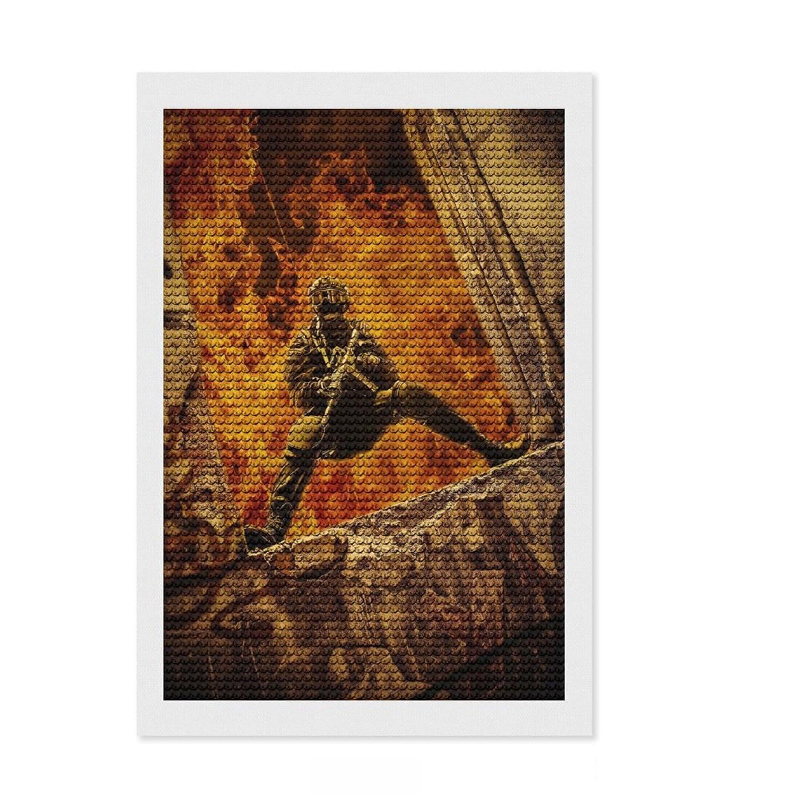 Junmoney Rappelling Diamond Art Canvas 8"x12", for Family Craft Time, Neat Printed Canvas, Festive Craft Gift, Boho Decor
