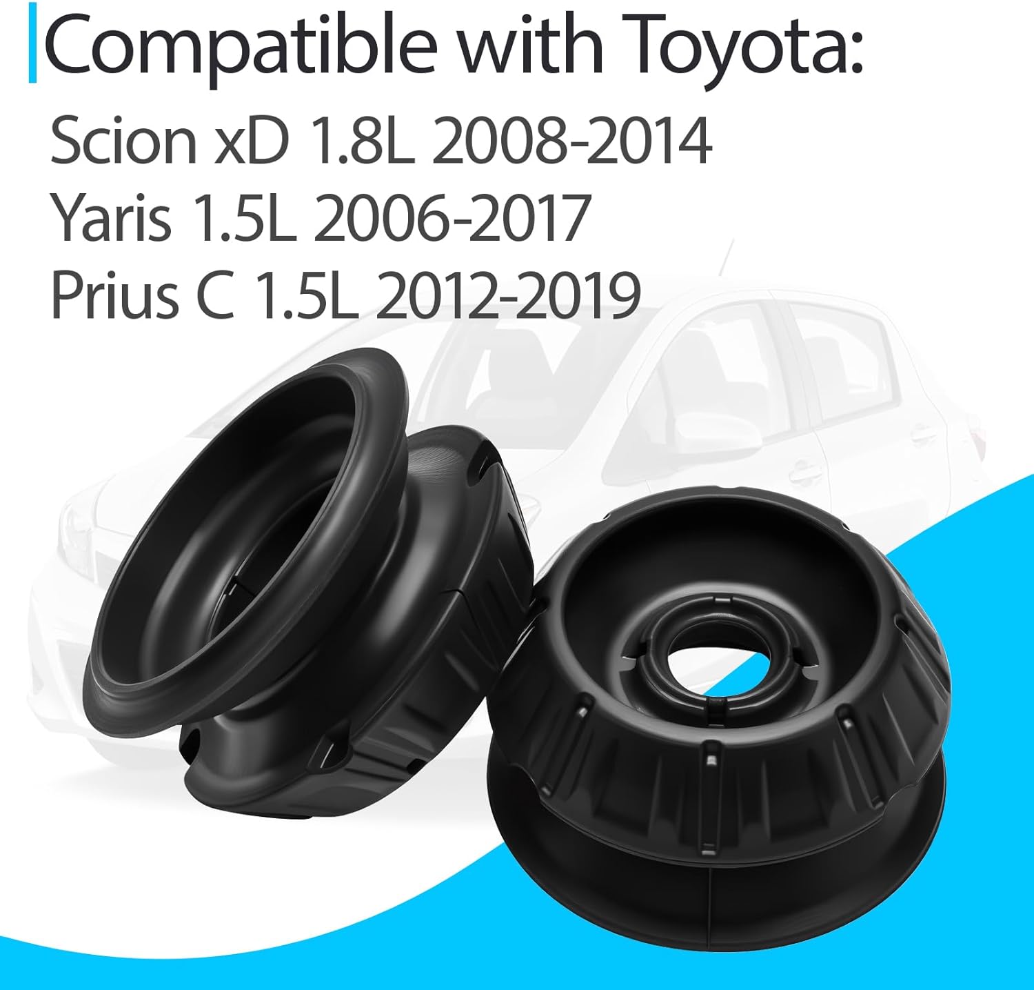 2 Pcs Front Strut Shock Mount Set with Bearing Replaces 48609-52100 Compatible with Toyota Scion xD 1.8L 2008-2014, Yaris 1.5L 2006-2017, Prius C 1.5L 2012-2019