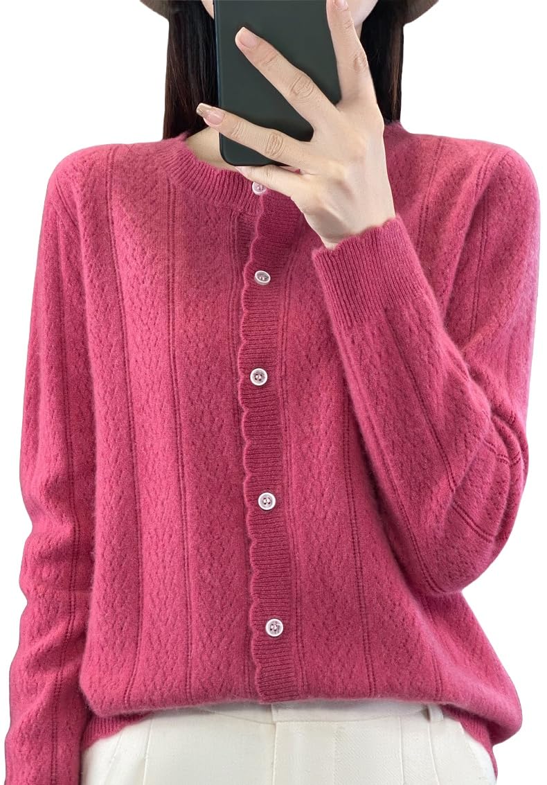 Chaqueta Punto Mujer Cárdigan De Cachemira para Mujer Cárdigan De Manga Larga con Botones En La Parte Delantera 100 Cachemira para Mujer Jerséis Suaves Y Cálidos Cárdigan De Punto De Corte Rela