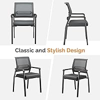 Vista 6 de VINGLI Modernas sillas apilables de gran tamaño para sala de espera de 350 libras; diseño ergonómico para oficina, invitados, sala de conferencias