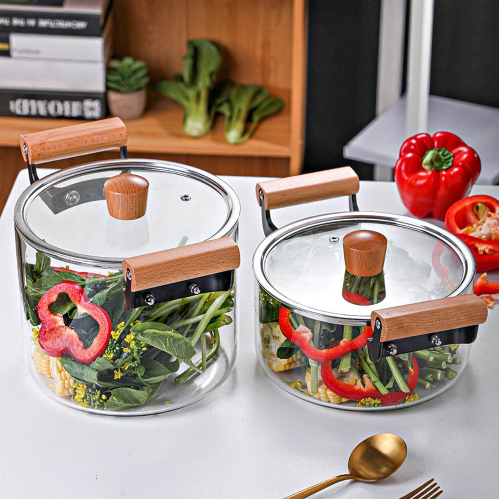 Vnook Olla de Vidrio, Olla de Vidrio for hervir Leche, Olla de Vidrio calentable, Utensilios de Cocina versátiles, for Calentar Leche y cocinar Pasta en restaurantes de cocinas domésticas(5.5L)
