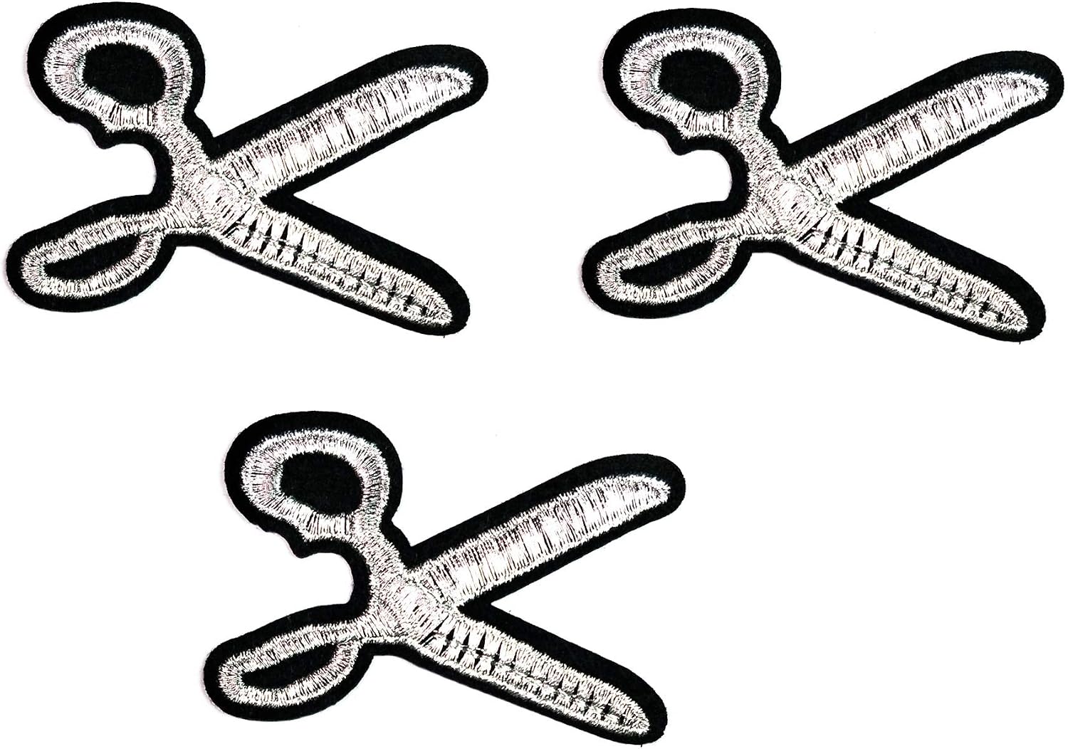 Umama Patch Set of 3 Scissors Barber Shop Beauty Salon Cartoon Patch Silver Scissors Iron on Patches for Kids Clothing Sew on Appliques Dress Clothes Backpacks Vest Jeans Jackets Hats