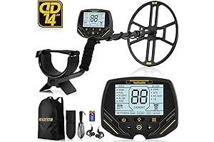 14" Metal Detector for Adults: Superior Sensitivity, Waterproof Coil, DISC & Pinpoint Modes