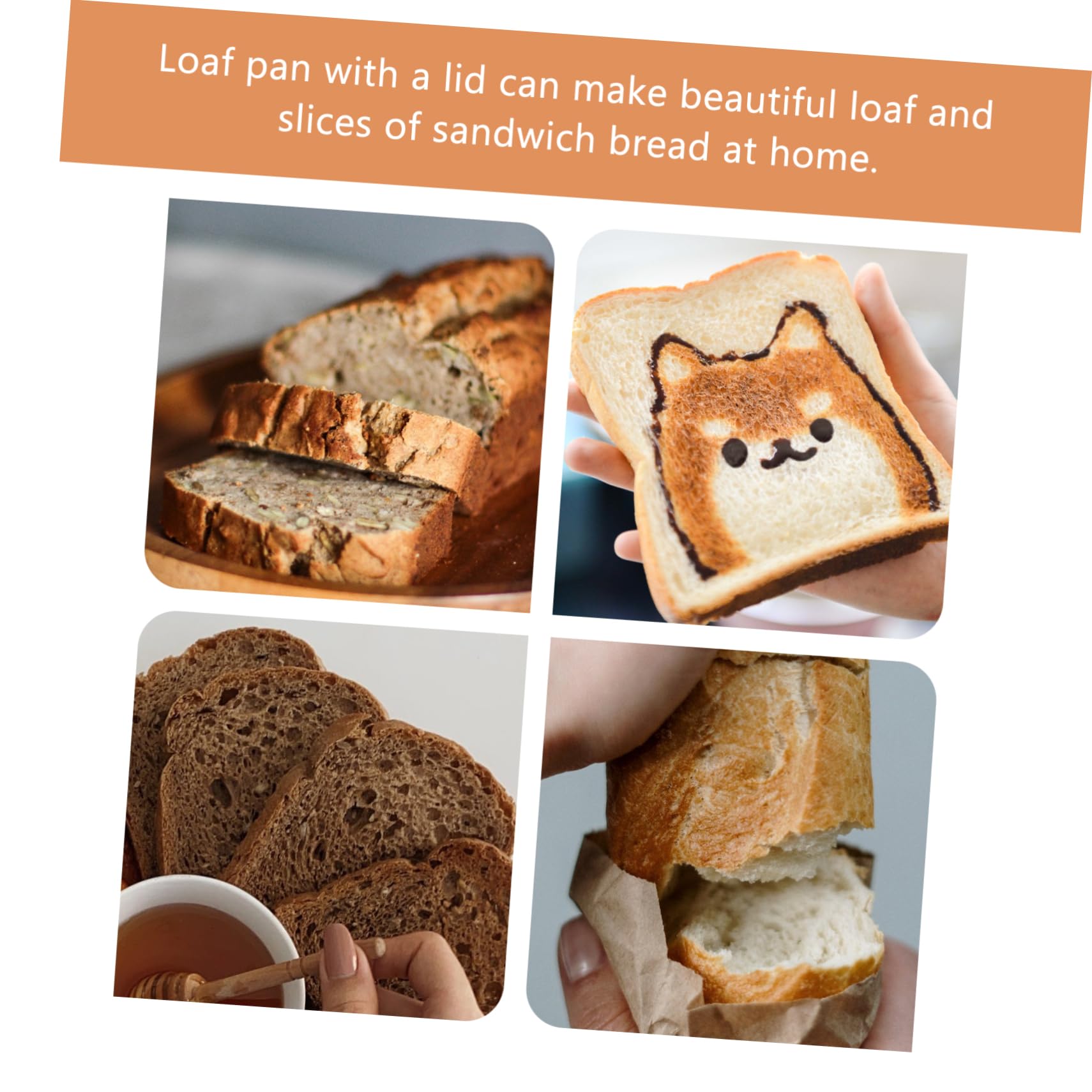 Toastbackform mit Deckel, Rechteckig, Edelstahl, Schwarz, 750 G