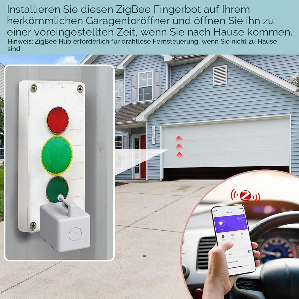 Zigbee-Fingerbot Plus für Smart-Button-Pusher, berührungslos, ohne Hub, einfache Montage, kompatibel mit Smart Life App, Weiß