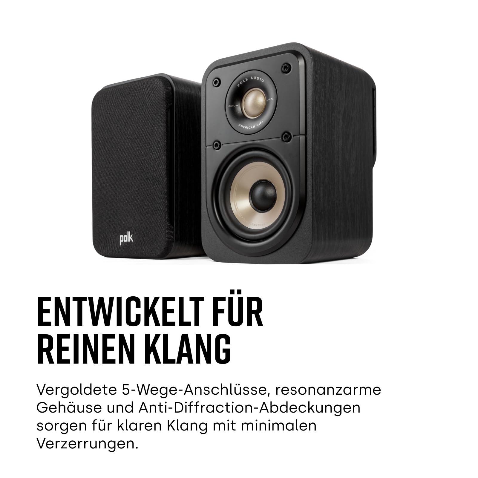 Polk Audio Signature Elite ES10 hochauflösende Surroundlautsprecher fürs Heimkino, Stereo Lautsprecher, Satelliten-Lautsprecher, HiFi, Hi-Res Zertifiziert, kompatibel mit Dolby Atmos und DTS:X (Paar)