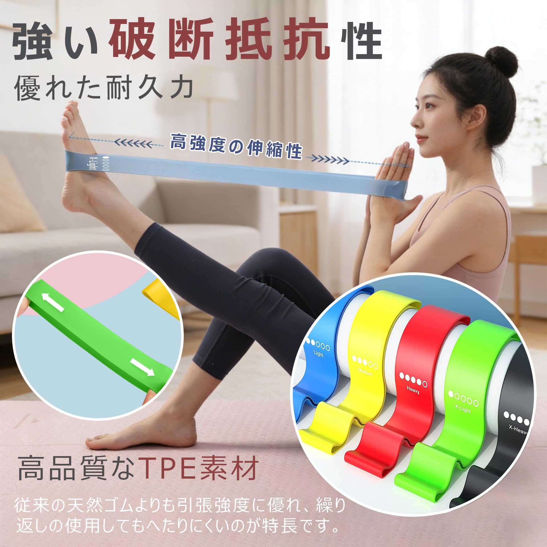 Amazon.co.jp: トレーニングチューブ レジスタンスバンド 無臭 5種の