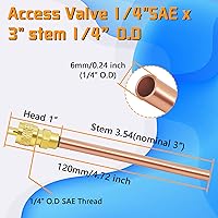 Vista 2 de Boltigen Válvula de servicio de acceso, válvula Schrader HVAC de relleno de cobre de latón con núcleo de vástago de 1/4 pulgadas SAE x 1/4 pulgadas