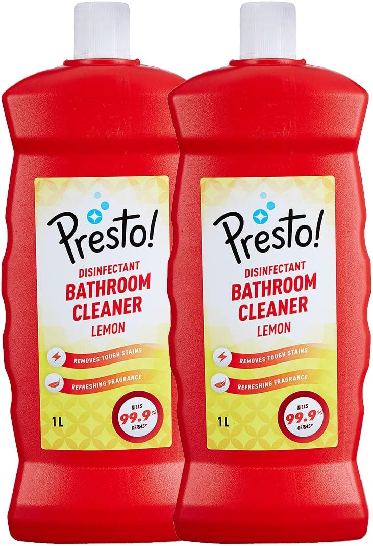 Amazon Brand - Presto! Bathroom Cleaner - 1 L (Lemon, Pack of 2)