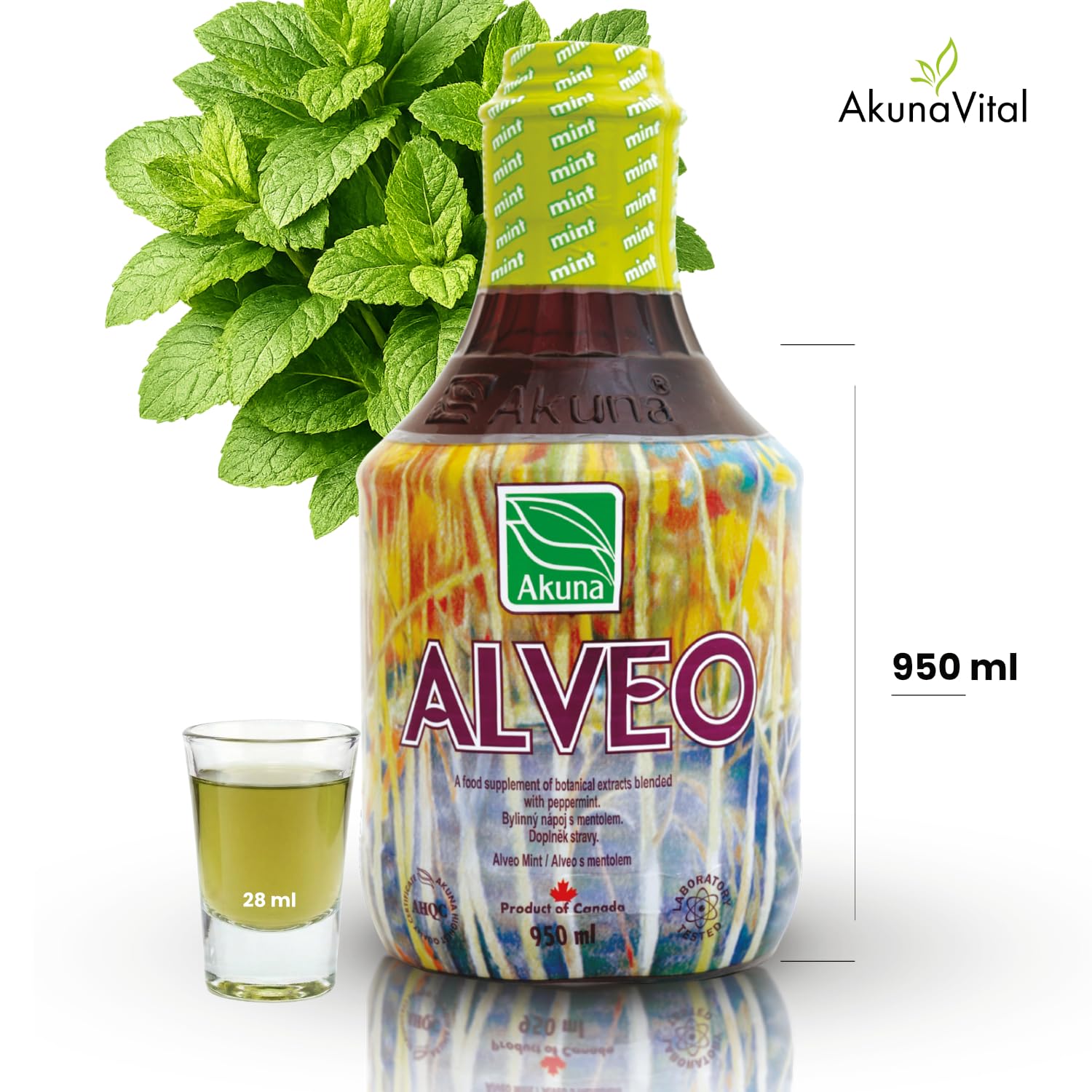 Alveo Mint, Nahrungsergänzungsmittel mit Pfefferminz, 950 ml