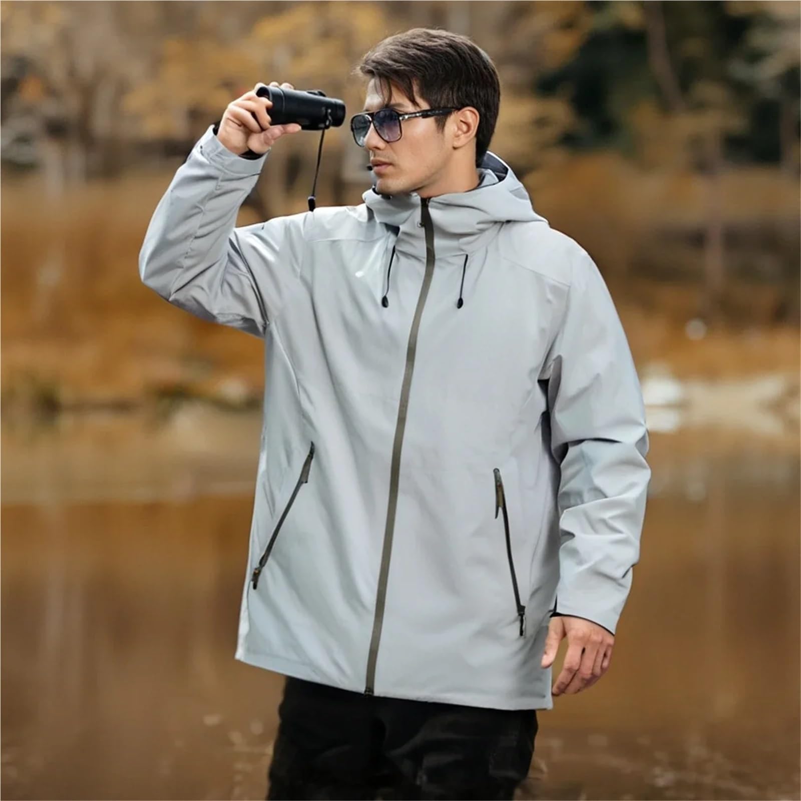Giacca da trekking uomo e donna, unisex, impermeabile, a tre strati, con ricamo, for campeggio, pesca, giacca a vento Per Uomo