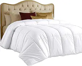 Utopia Bedding Edredons tamanho casal, enchimento de edredom para todas as estações, edredom de cama com costura em caixa alternativa com abas de canto, lavável na máquina (branco)