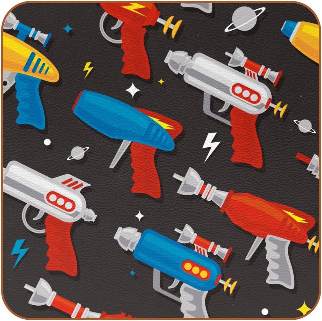 Set of 6 Cartoon Space Ray Boom Cartoon SuperBoom Non-Slip Cup Mat Square Tabletop Protection Pads Easy to Clean Drink Coasters