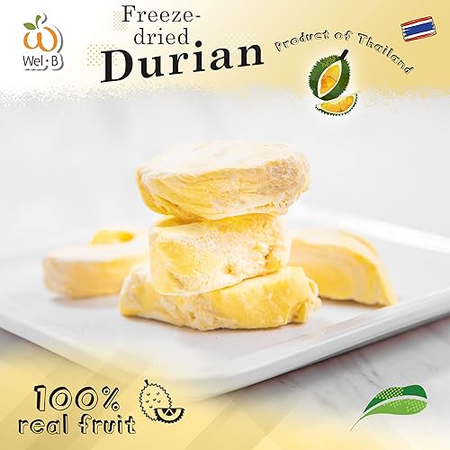 Miniatura 2 de Wel-B Bocadillos de frutas liofilizadas, Durian fresco liofilizado a una textura crujiente mientras conserva el sabor natural y la nutrición,