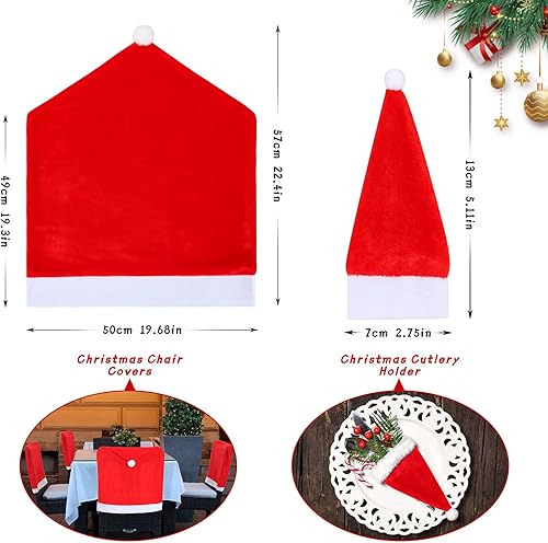 Miniatura 3 de BROADREAM Juego de 4 fundas para sillas de Navidad, juego de 4 fundas para sillas de Papá Noel, fundas para respaldo de silla de Navidad con 4