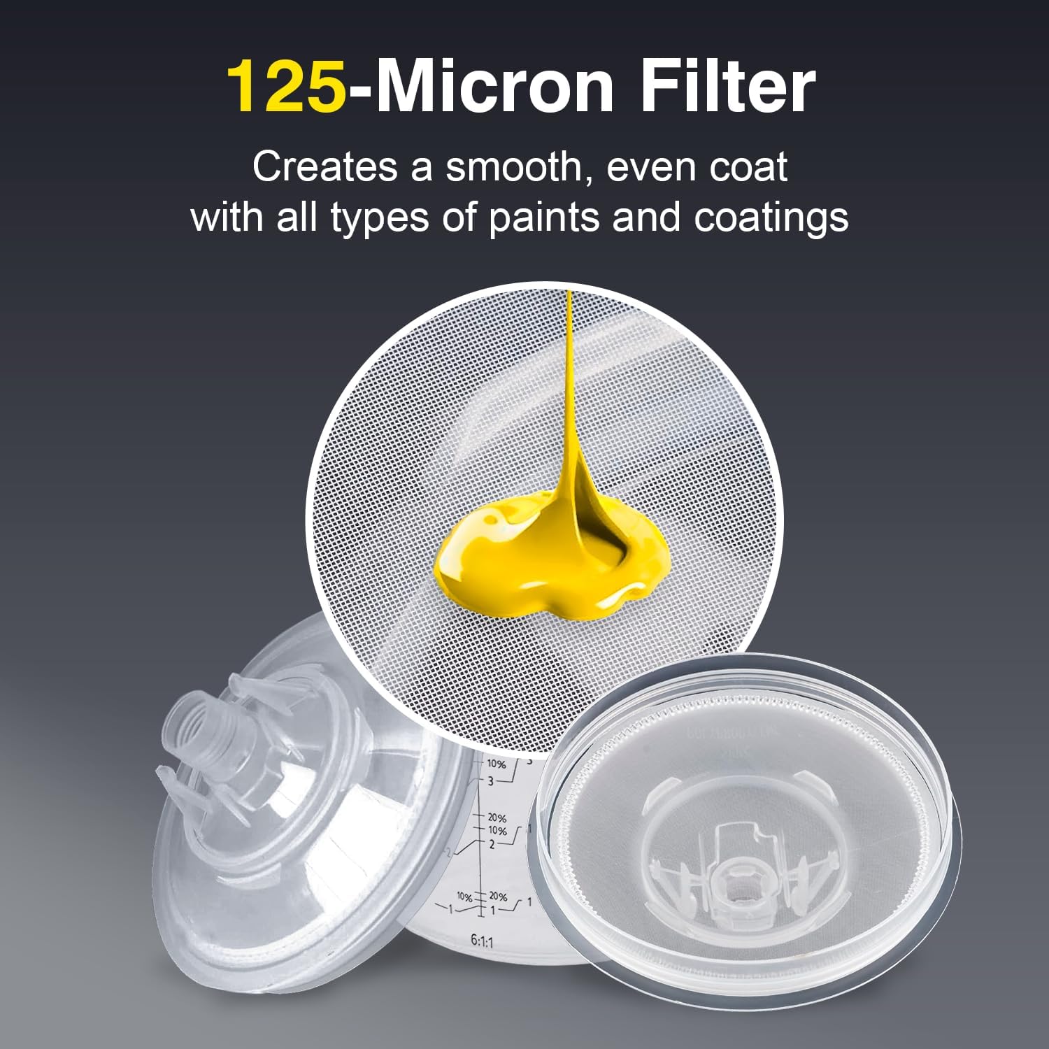 Disposable Paint Sprayer Mixing Cup for Automotive Paint Gun,Compatible with Original 1.0 System(not 2.0)-50pcs 20 Ounce Kit-50 Cup Liners,50 Lids with Strainer,1 Hard Cup with Retainer Ring,20 Plugs