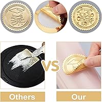 Vista 3 de CRASPIRE Calcomanías de papel de aluminio dorado de 2 pulgadas en relieve, sellos de certificado de graduación, calcomanías autoadhesivas, 100