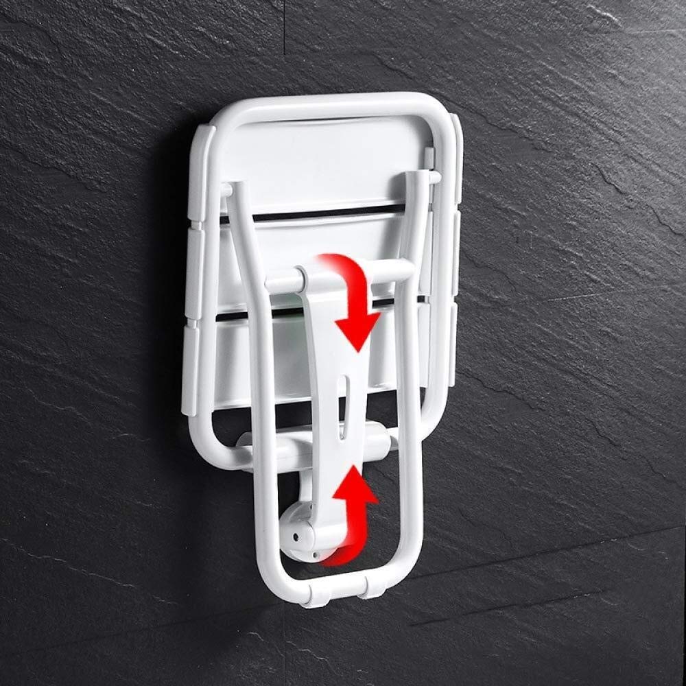Home Essentials, Asiento de Ducha Taburete con Escalón Plegable Baño Montado en la Pared con Patas Abatibles para Personas Mayores Discapacitadas Max 150Kg,Blanco