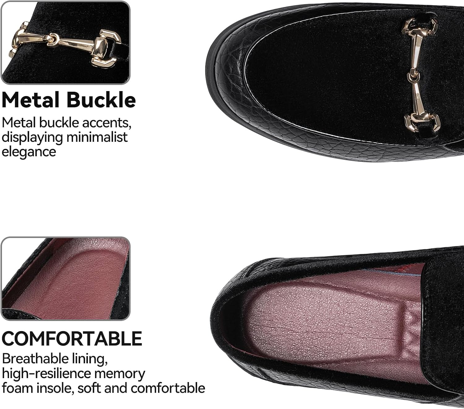 Mens Dress Shoes Loafers Luxury Velvet Suede Pebbled Leather Slip-on Horsebit Tuxedo Comfortable Casual Business Formal Mocasines Classic Buckle Prom Party Wedding Lightweight Driving