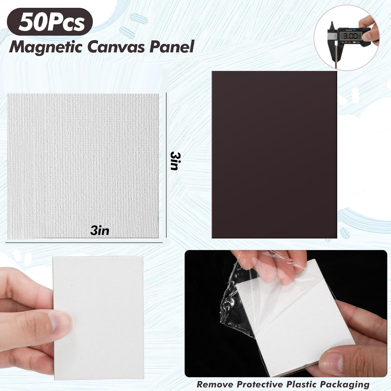 50 Panel z Obrazem Magnetycznym na Płótnie 3x3 Cale Płótno Magnetyczne Tablice Magnetyczne Płótna do Malowania Płytek Łatwa Instalacja