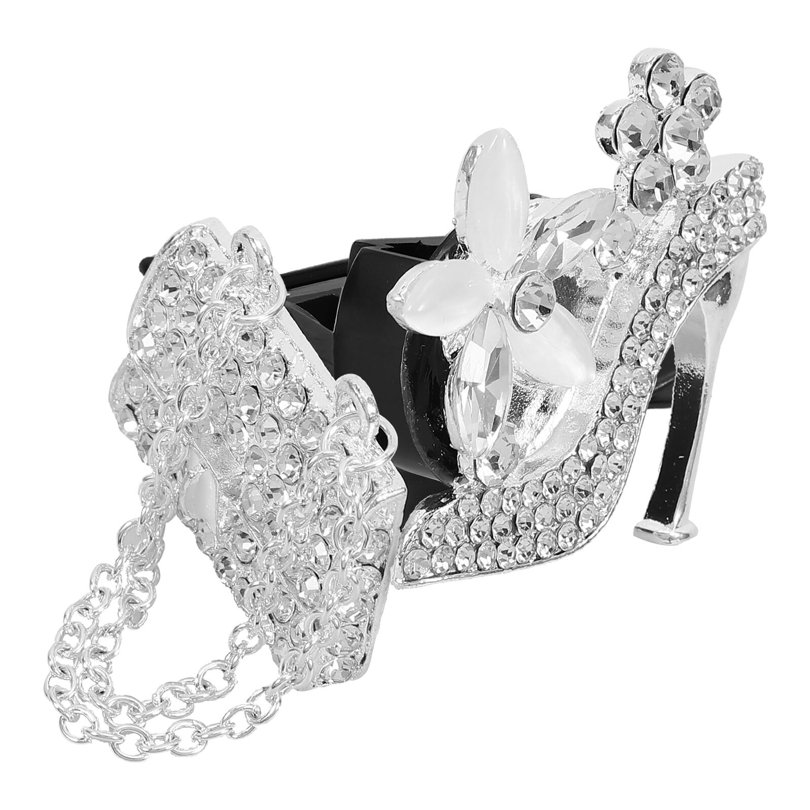 Clip Profumo Auto a Tacchi Alto Strass, 2 Pezzi Argento