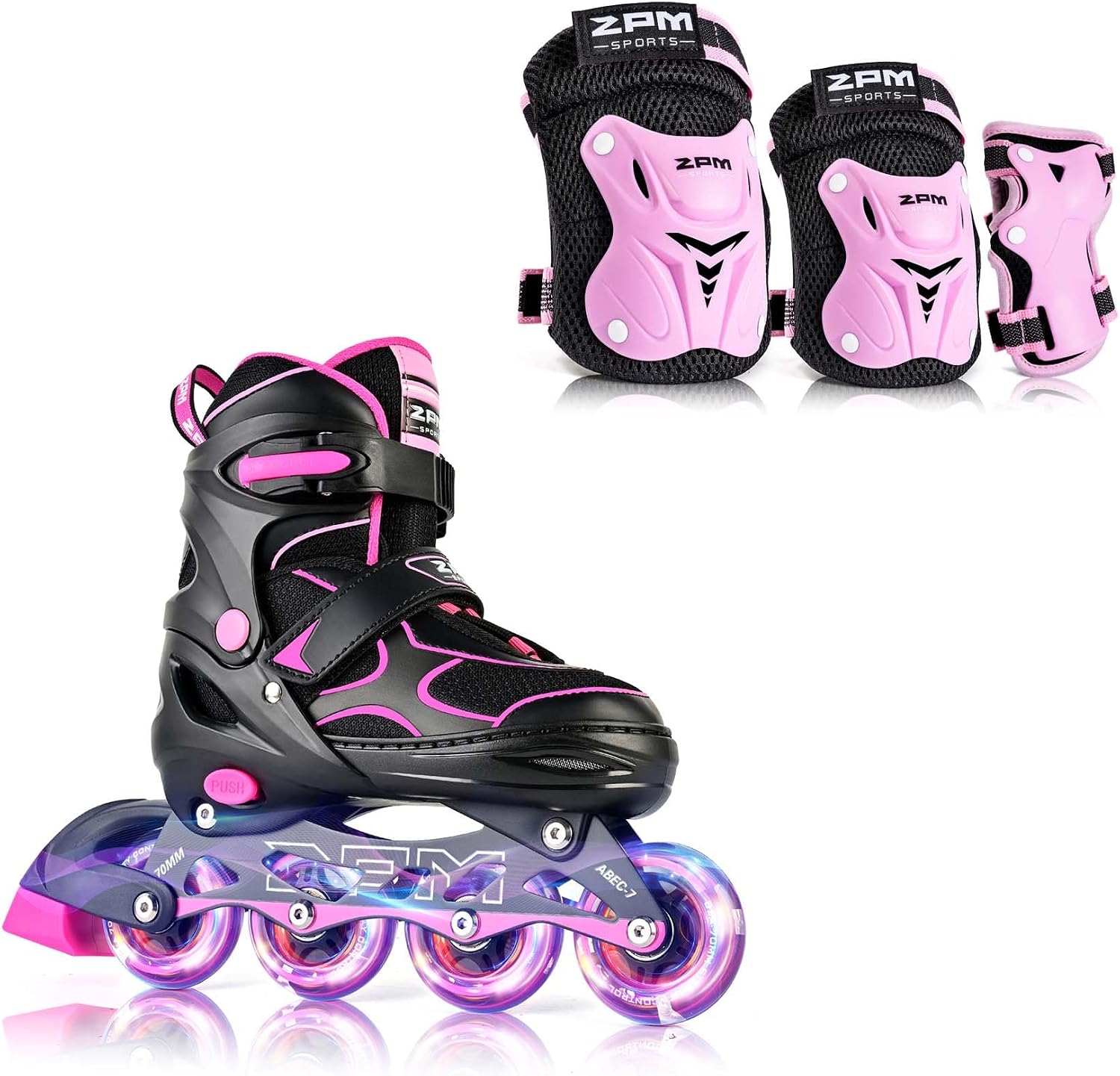 2PM SPORTS Pink S Inline Skates & Pink S Protective Gear Set