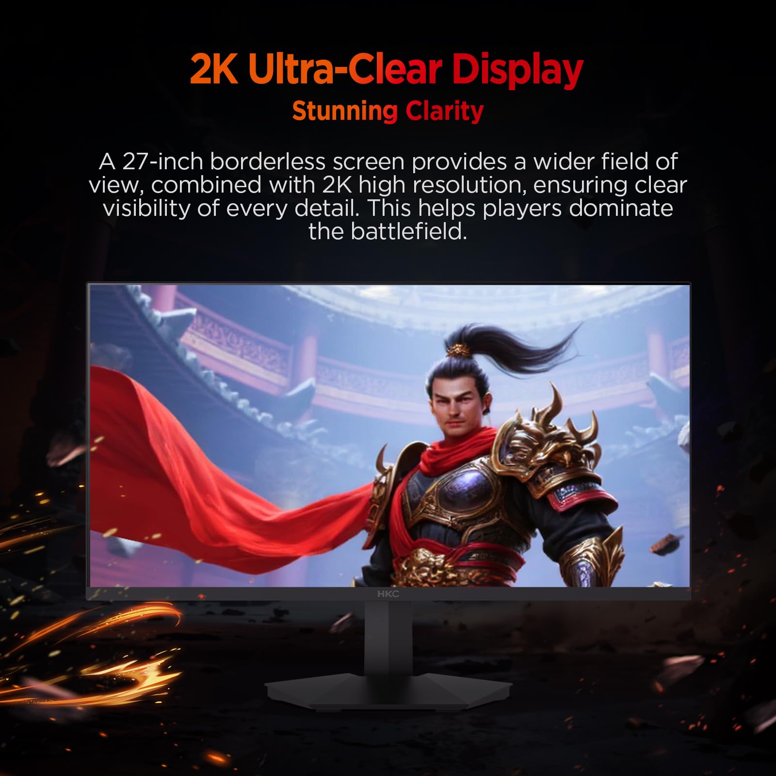 HKC G27H2DPro 27-calowy monitor do gier 2560 x 1440 220 Hz szybki IPS, 1 ms DP/HDMI DisplayHDR400 VESA czarny