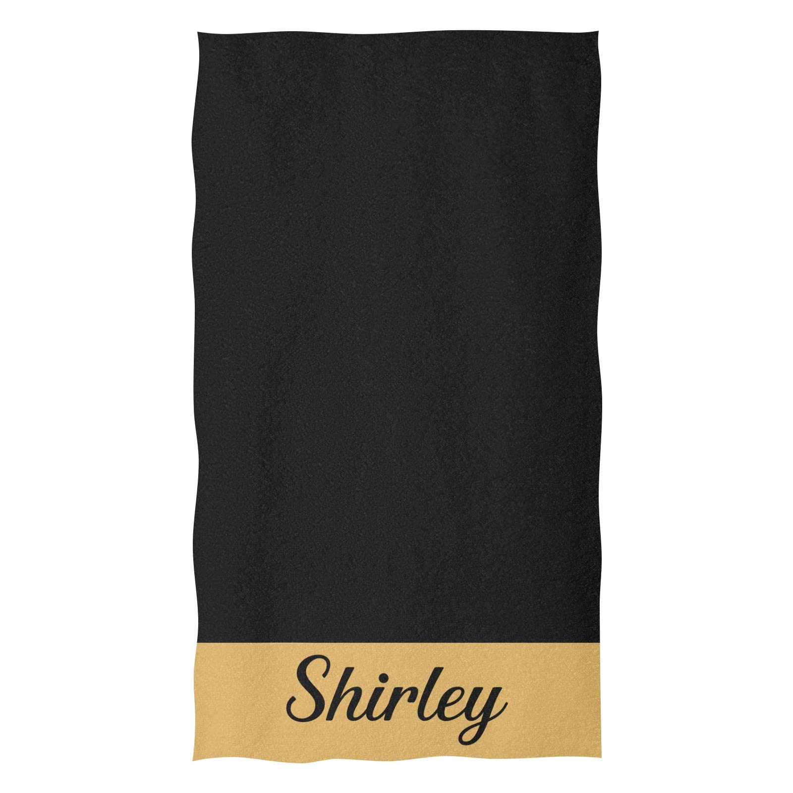 CUXWEOT Custom Personalized Hand Towels with Name Monogram Black Golden Soft Microfiber Bath Towel Multipurpose for Bathroom Kitchen Hotel Gym Spa (16 X 28 inches)