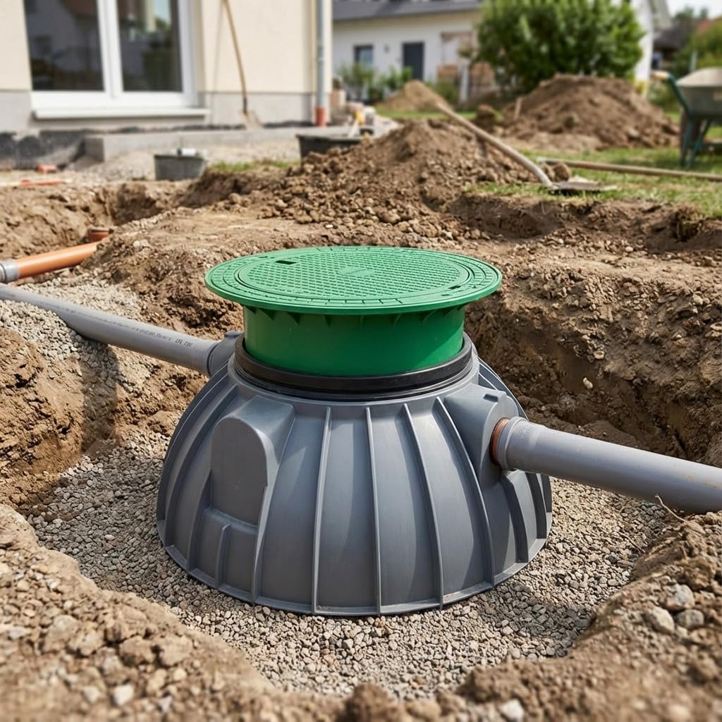 Fosse septique enterrée 600 litres 112 cm 98,5 cm couvercle télescopique