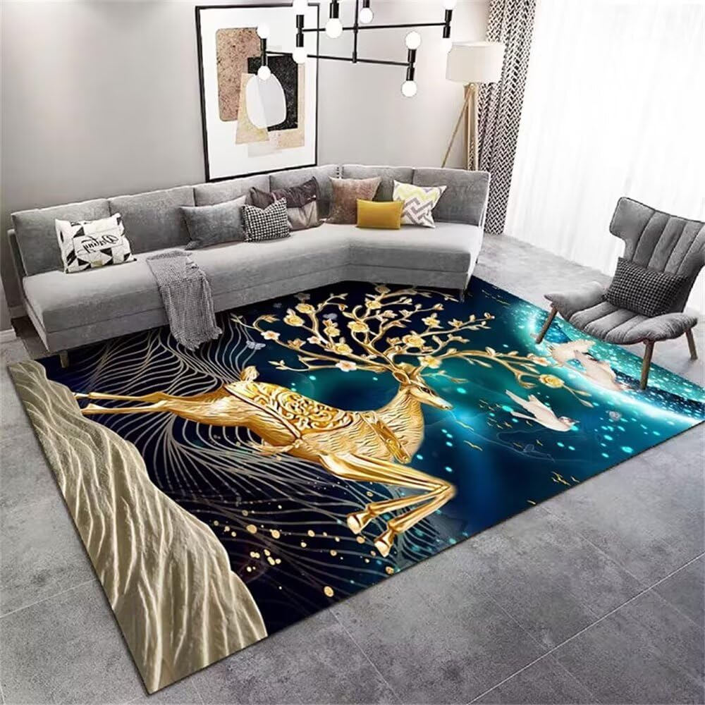 Tapis chambre garçon vert 180x250cm antidérapant et lavable motif 3D