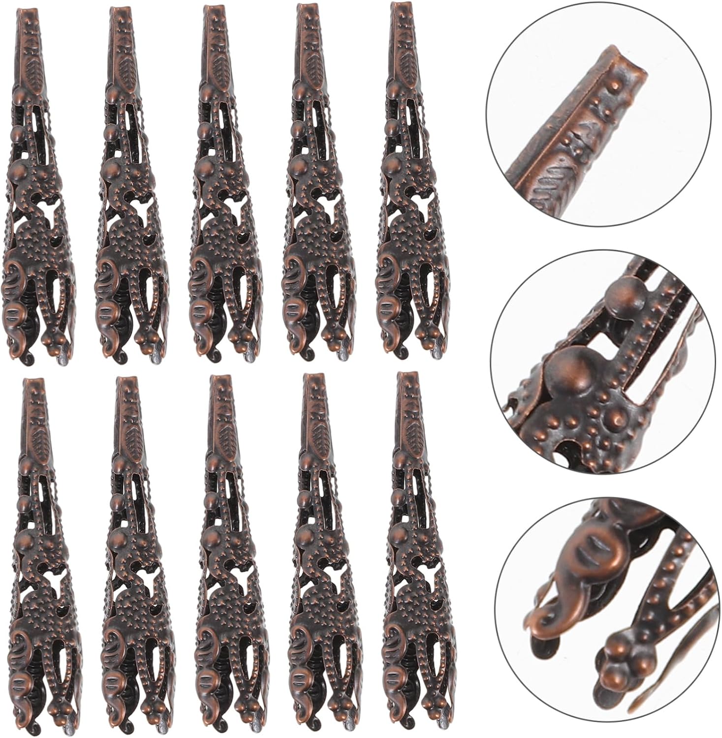 NUOBESTY 120pcs Bead Caps Antique Cone Spacer Bead End Caps for Jewelry Making Durable Craft Embellishments for Bracelets Necklaces and Accessories