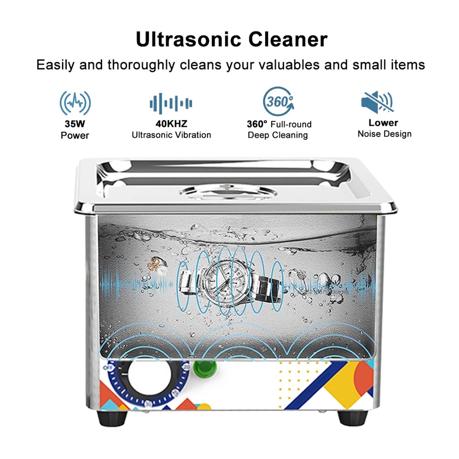 Limpiador Ultrasónico De Acero Inoxidable De 35 W Y 0,8 L, For Baño, 40 Khz, For Relojes, Lentes De Contacto, Dentaduras, Dientes, Maquillaje, Maquinilla De Afeitar Eléctrica Amplia AplicacióN