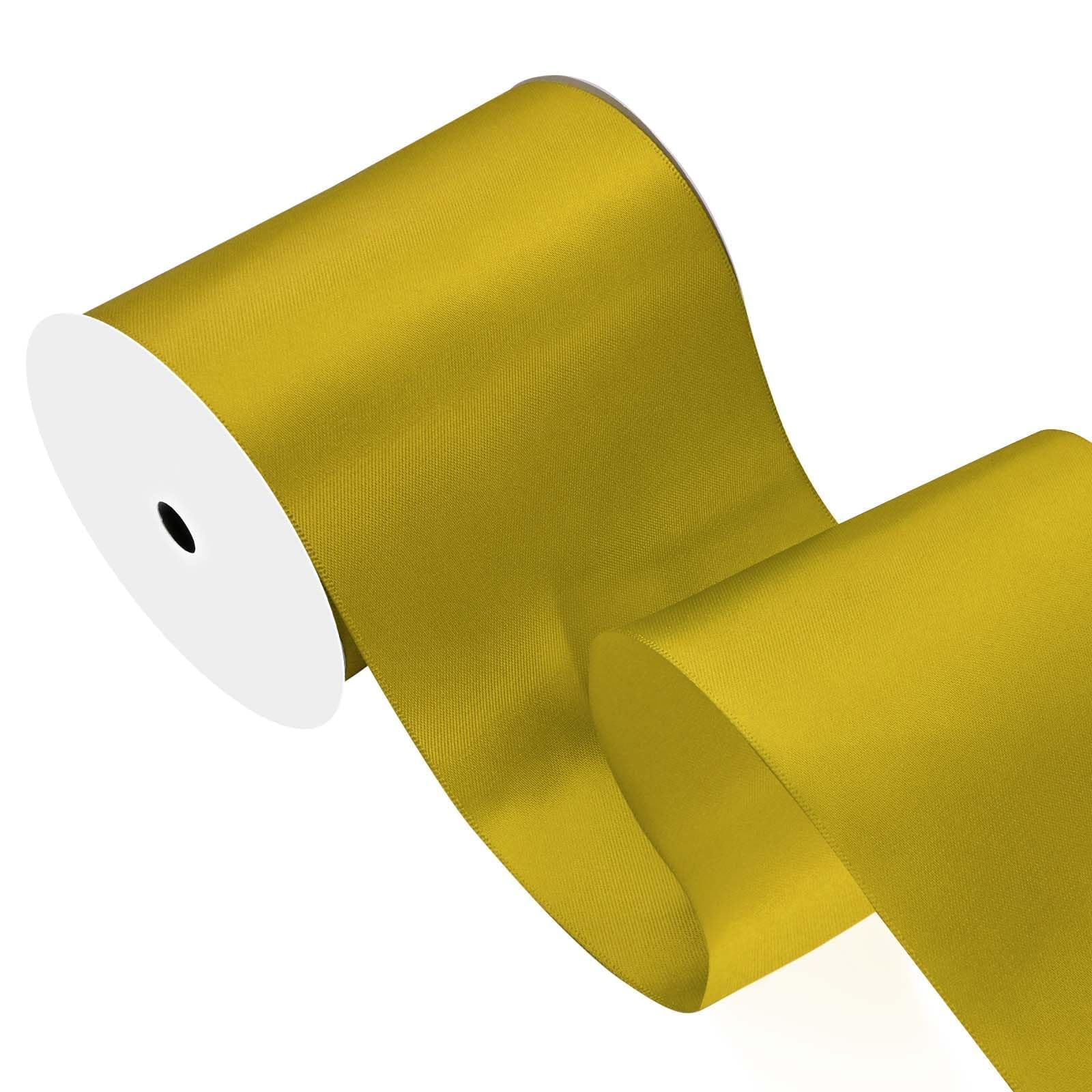 Gold Satin Ribbon 4 inch X 15 Yards Polyester Ribbon for Gift Wrapping Very Suitable for Weddings Party Hair Bow Invitation Decorations and More