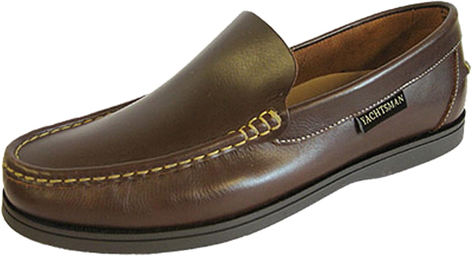 Mens Navy Blue Brown Tan Yachtsman Nubuck Leather Loafers Slip On Boat Deck Shoes (11, Brown)