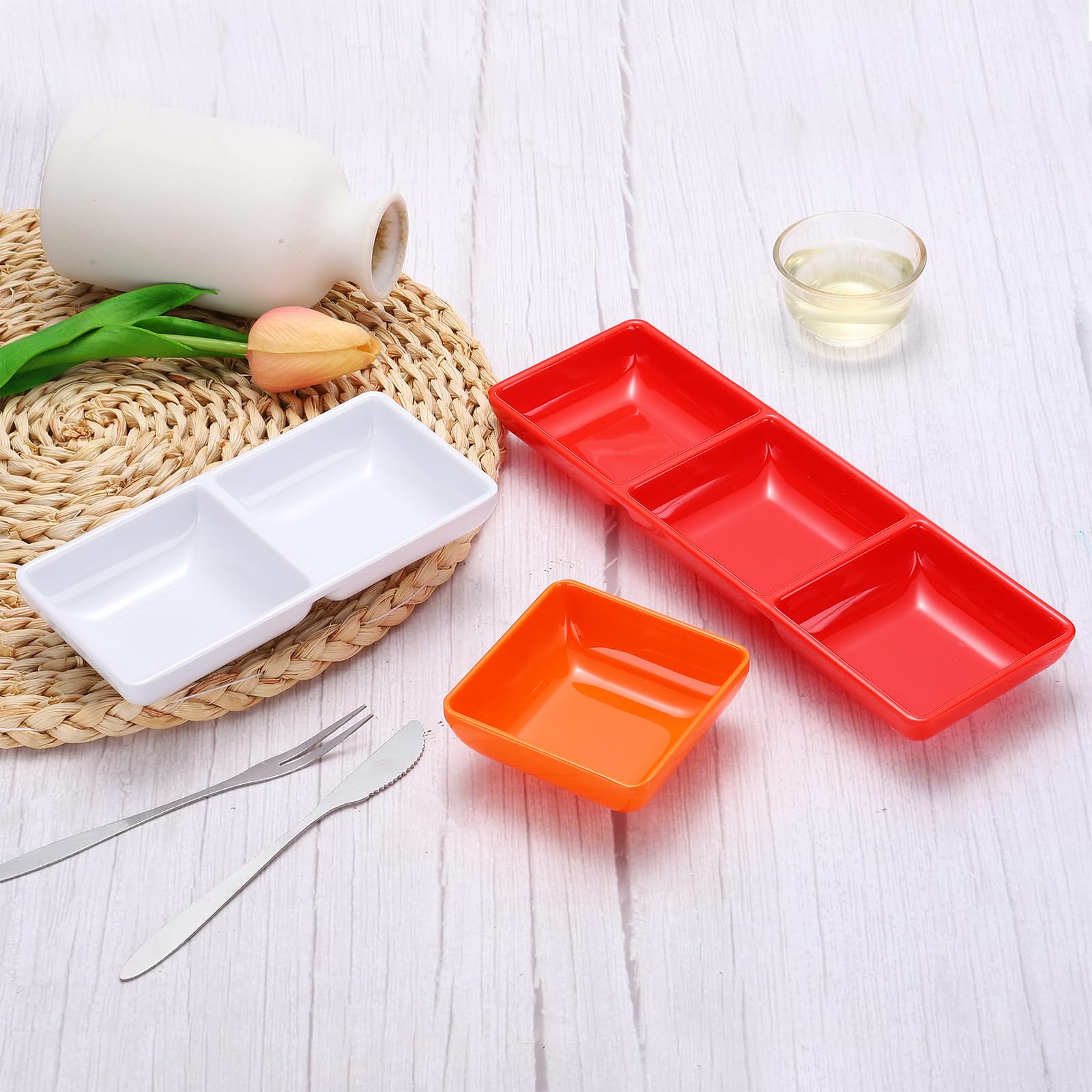 QUARKZMAN 6 Pezzi Ciotole Quadrate MF, Piccole Ciotole Nere Per Contorni Con Piatto Divisorio A 3 Scompartimenti Per Salse Dessert Casa BBQ Party Picnic Ristorante