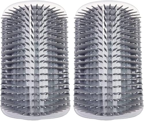 Cepillo de esquina para gatos y masajeador con hierba gatera para gatos de interior, 2 piezas, rascador de pared para todos los cabello, gatos y