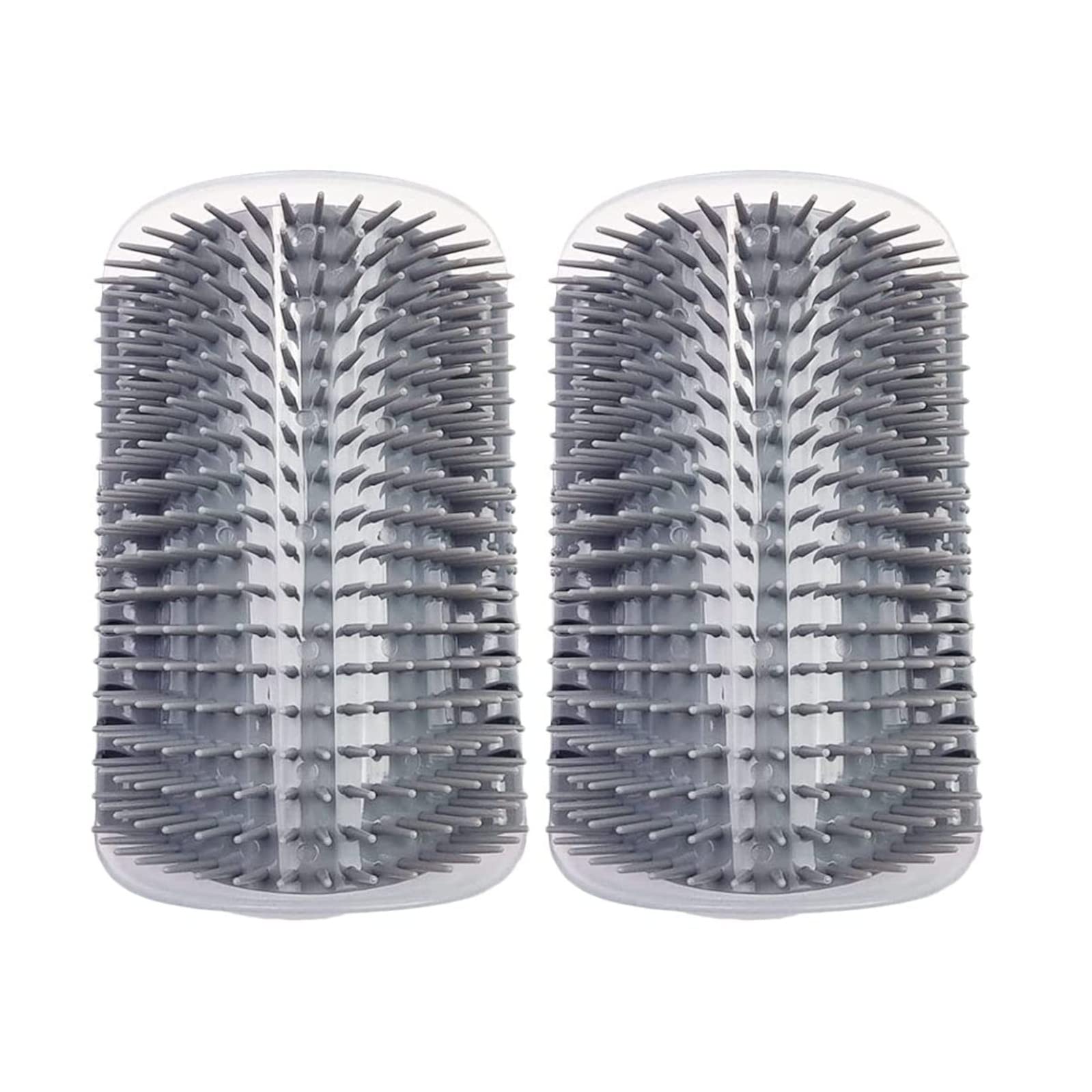 Cat Brush Upgrade Self Groomer Corner Brush and Massager with Catnip for Indoor Cats - 2 Pcs, Wall Scratcher for All Hair Cats Dogs