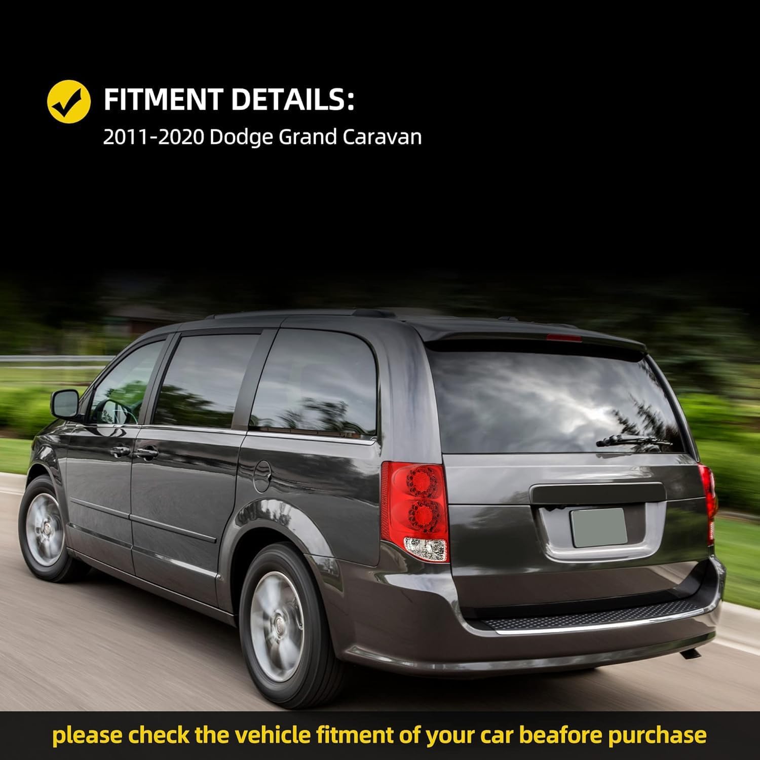 AUTOSAVER88 LED Rear Tail Light & Brake Lamp with Built-in Bulb compatible with 2011-2020 Dodge Grand Caravan (11-20) Left Driver Side Replacement Direct Fit Auto Tail Light Kit