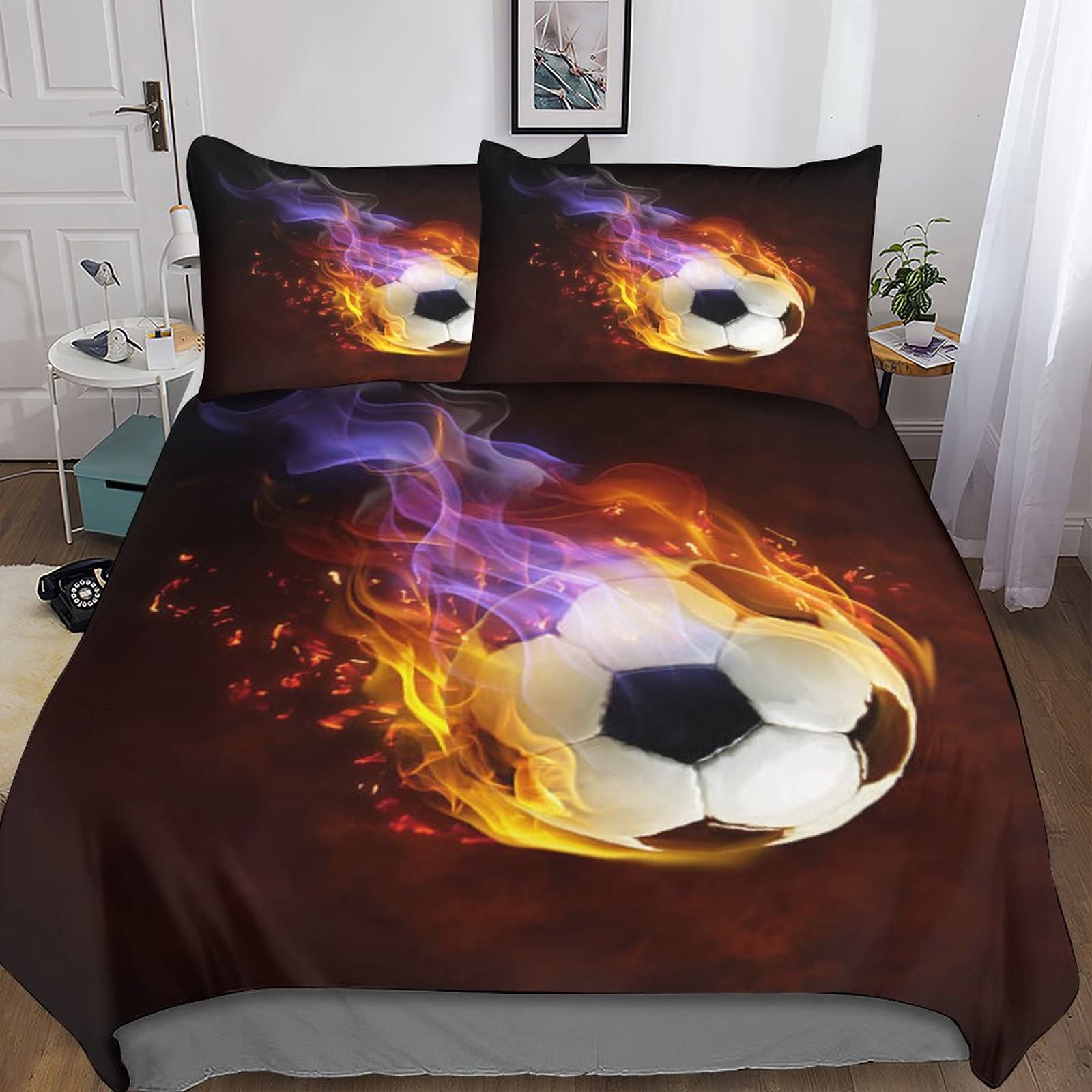 Housse de couette football 3D pour chambre d'enfant et ado passionné de sport de haut niveau